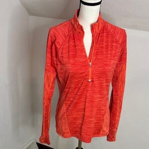 Athleta Women's Orange Quarter-Zip Top Size Medium